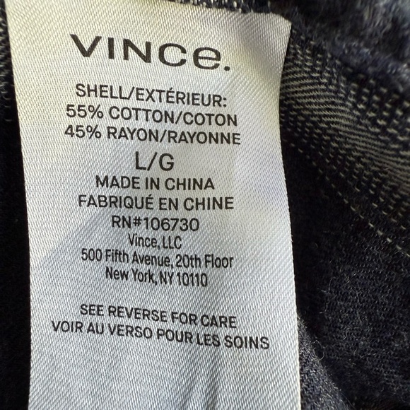 Vince Men’s Classic Fit Navy Plaid Button-Down Shirt Size L - Picture 5 of 10